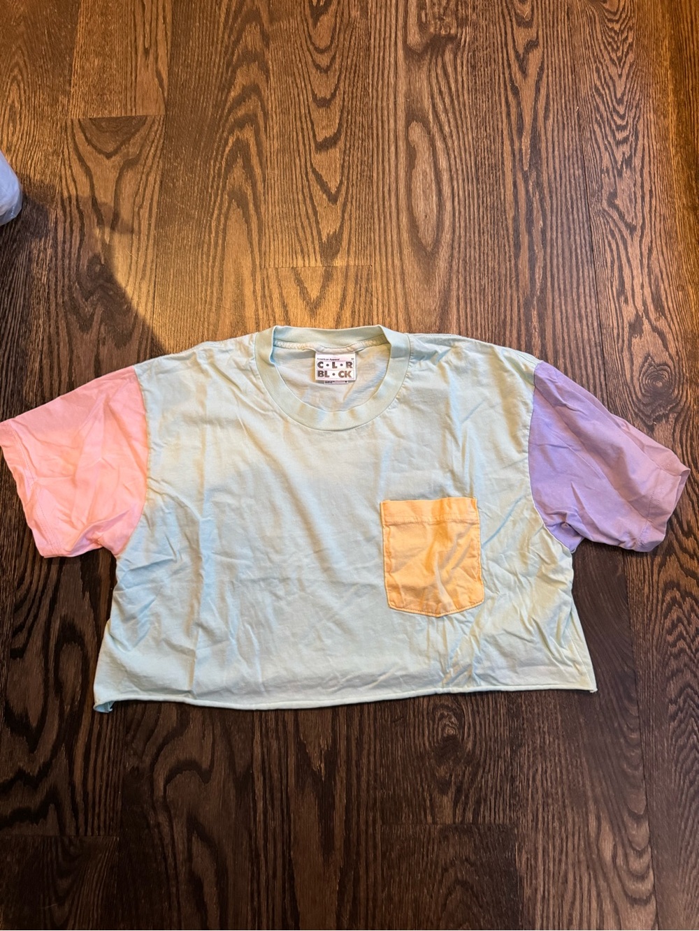 Clipblock Pastel Colorblock Pocket Tee - Mint, Pink & Lavender